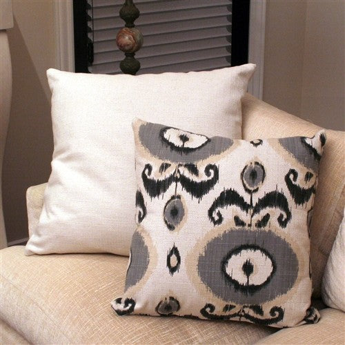 Pillow Decor - Bold Gray Ikat 20 x 20 Decorative Pillow