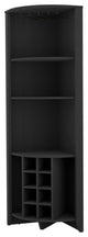 Bouvet Corner Bar Cabinet with 3 Shelves, 8 Wine Cubbies and Cup Rack, Black