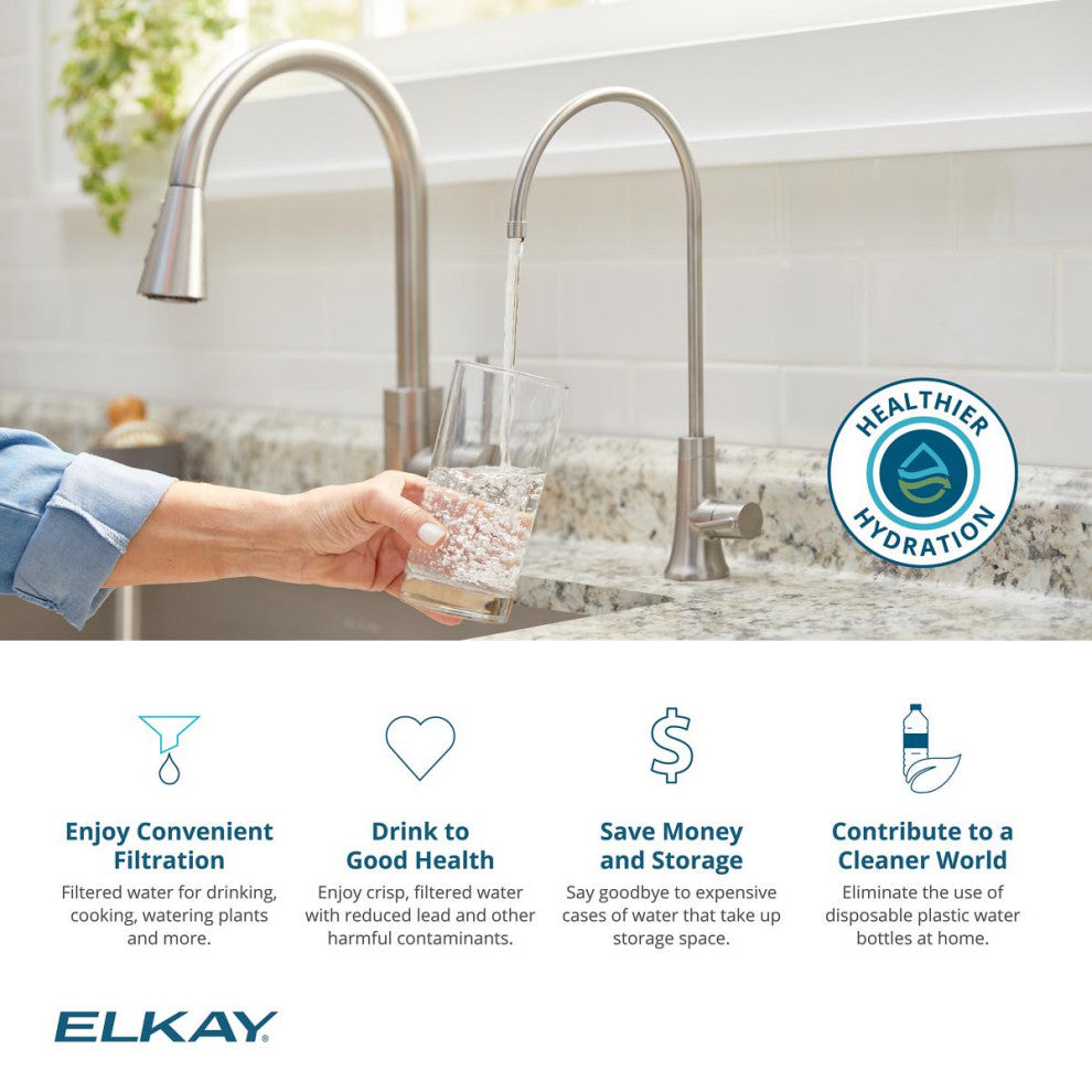 Elkay SS Single Undermount Workstation 31.5x18.5 Sink & Filtered Beverage Faucet