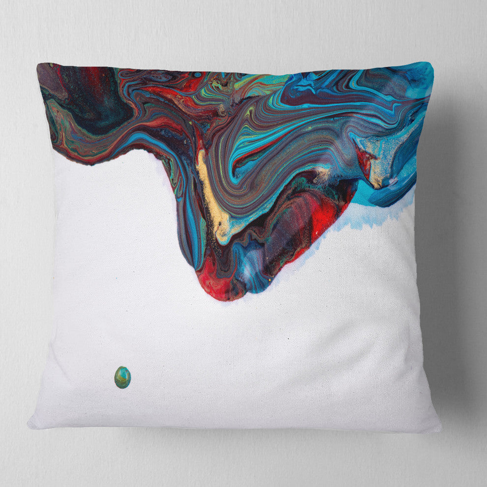 Multi Color Abstract Acrylic Paint Mix Abstract Throw Pillow, 18"x18"