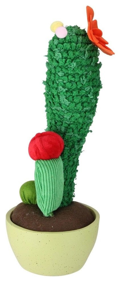 12" Mixed Artificial Plush Cactus Plant, Faux Ceramic Pot