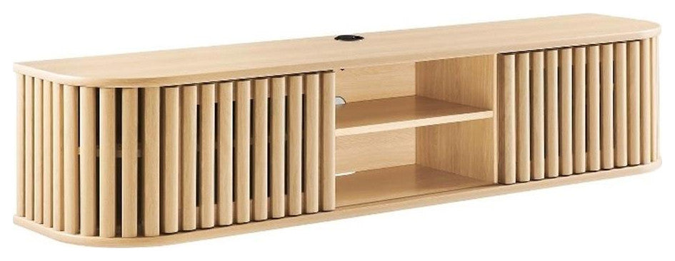 Modway Fortitude Wall-Mounted Wood TV Stand for TVs up to 70" in Oak