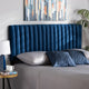 Jareth Modern Navy Blue Velvet Upholstered Queen Size Headboard