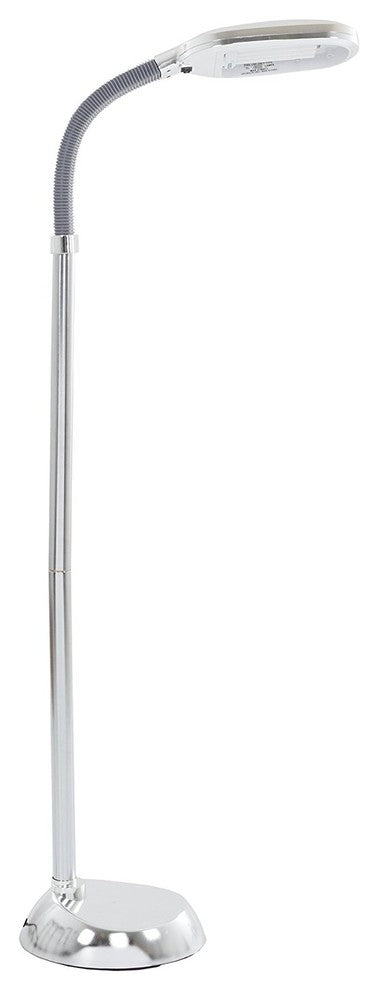 Modern 5' SunLight Floor Lamp With Adjustable Goose-Neck, Silver