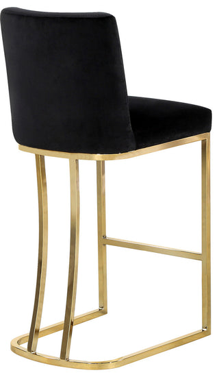 Heidi Upholstered Counter Stool, Black, Gold, Velvet