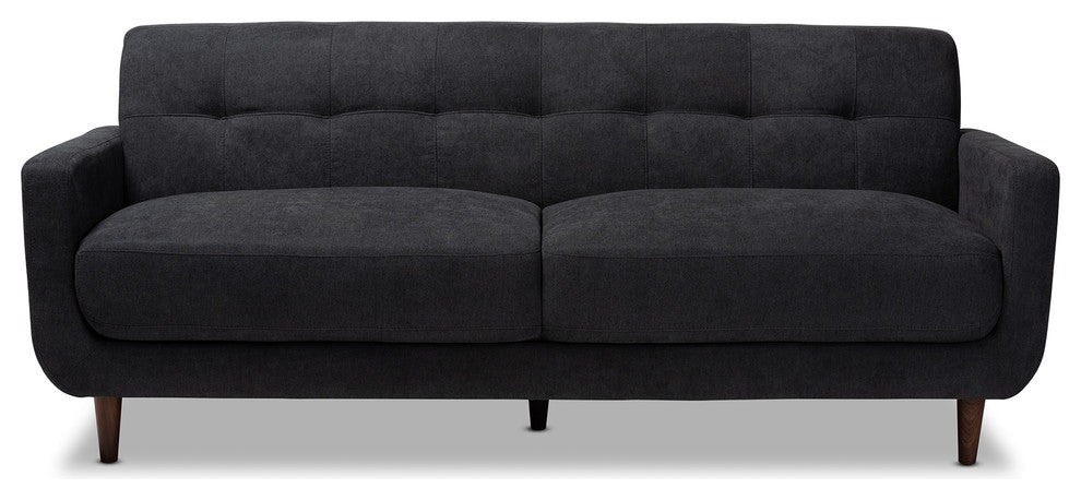 Gilroy Mid-Century Modern Upholstered Sofa, Dark Gray