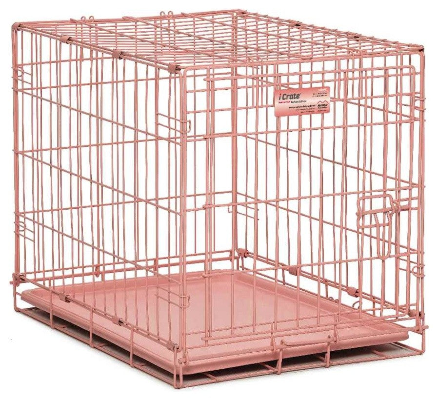 Midwest Icrate Single Door Dog Crate, Pink, 24"X18"X19"