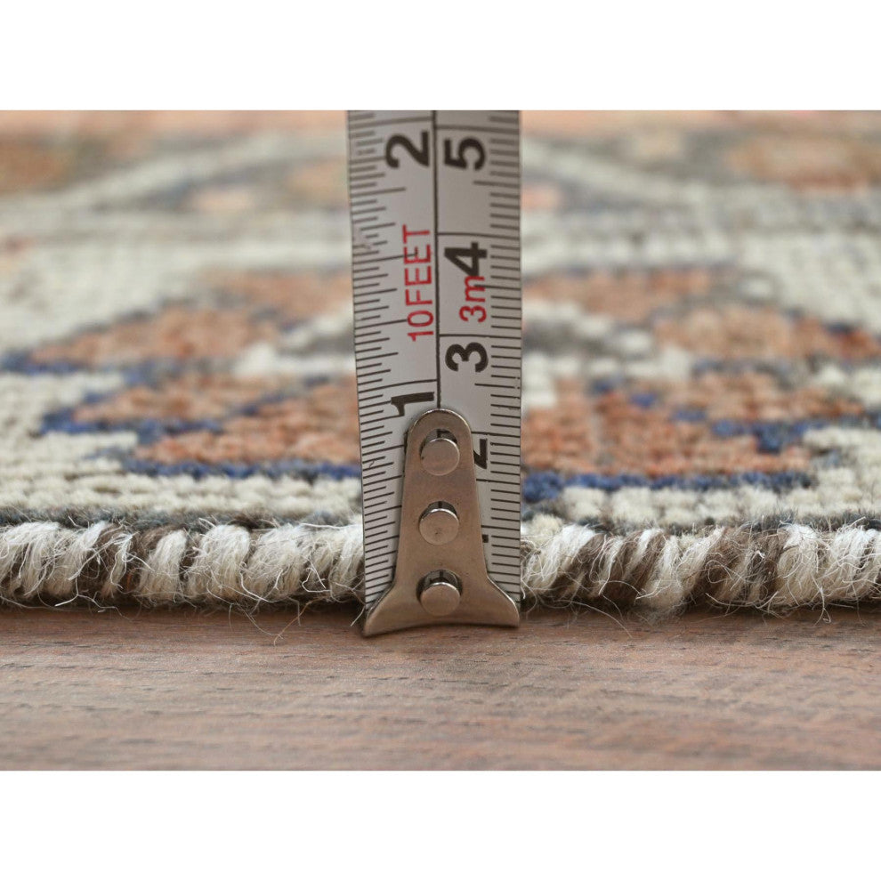 Light Coral Vintage Persian Bakhtiar Hand Knotted Pure Wool Rug, 3'10"x7'8"