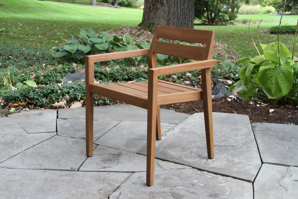 5-Piece Eucalyptus Dining Set With Stacking Chairs