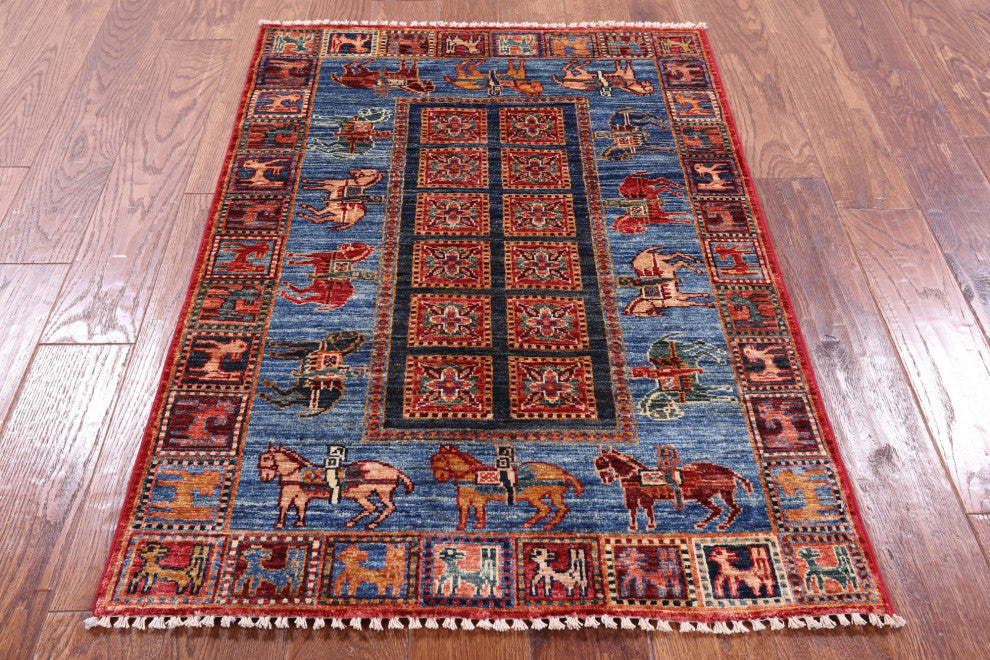 2' 9" X 4' 0" Hand-Knotted Antiqued Pazyryk Historical Design Rug Q10975