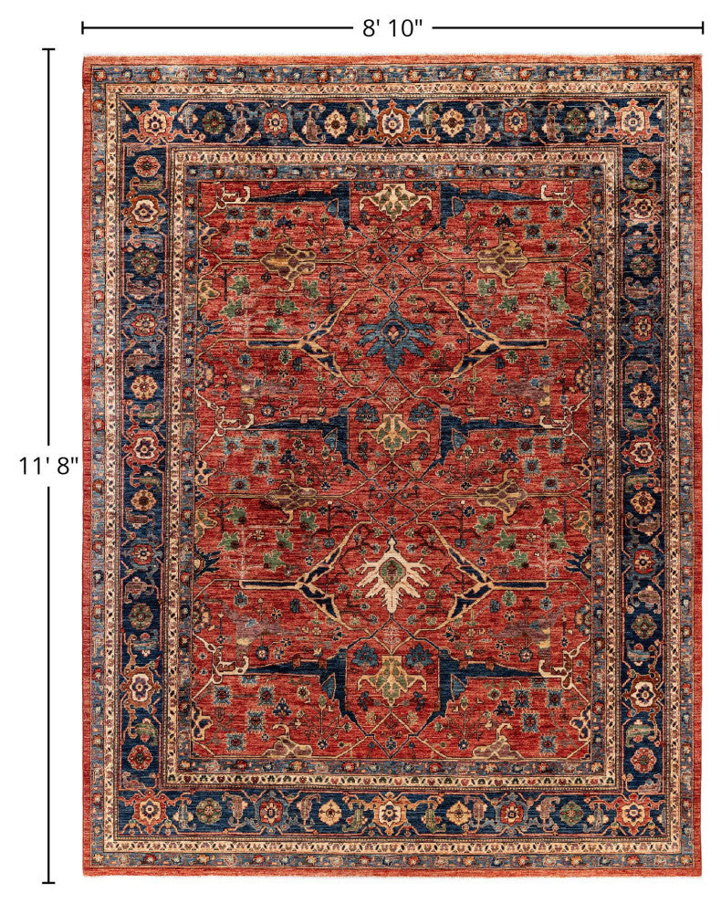 Serapi One-of-a-Kind Hand-Knotted Area Rug Red, 8'10" x 11'8"