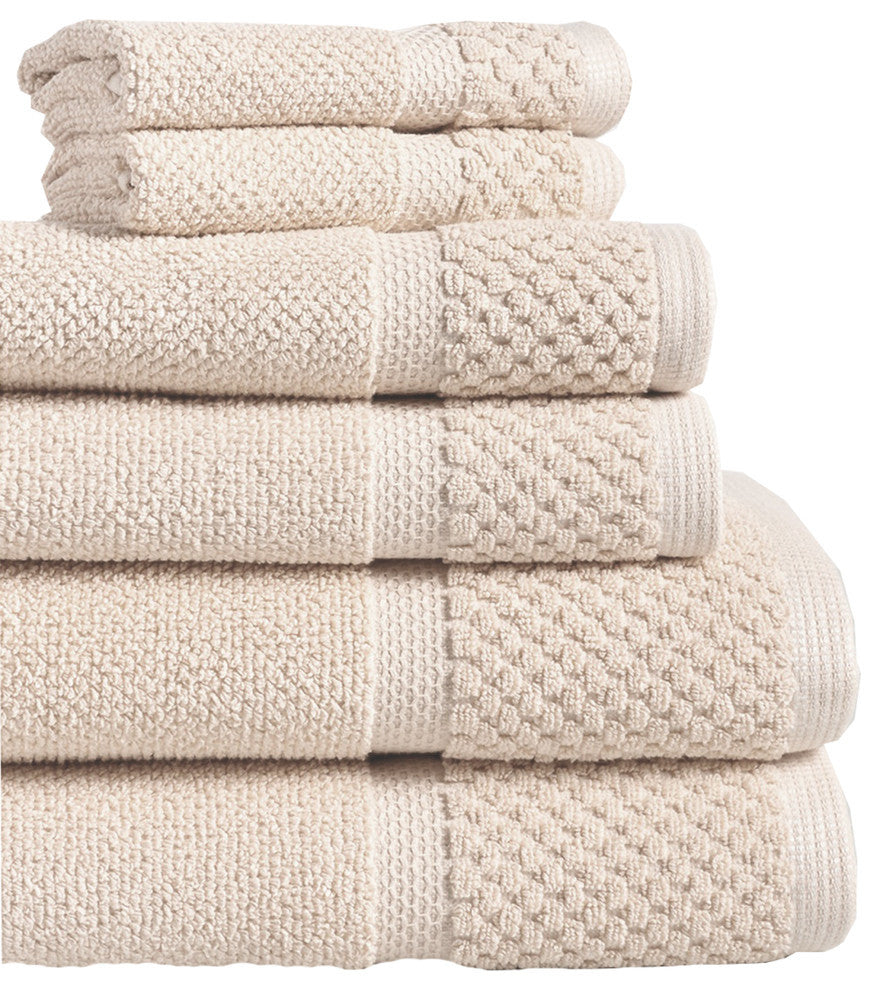 Diplomat 6-Piece 100% Cotton Bath Towel Set, Creme