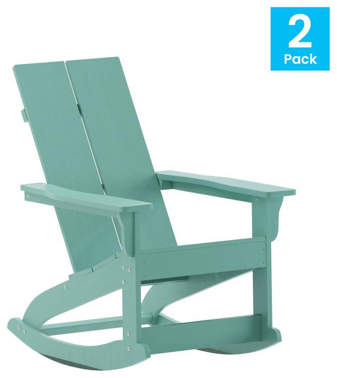 Finn Set of 2 Outdoor Rocking Adirondack Chair-Rust Resistant Hardware, Sea Foam