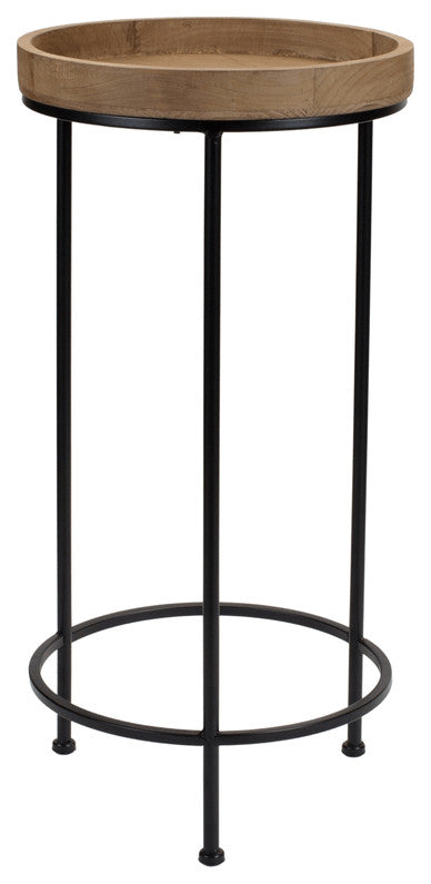 Set of Three 14" Black And Brown Solid Wood Round End Tables