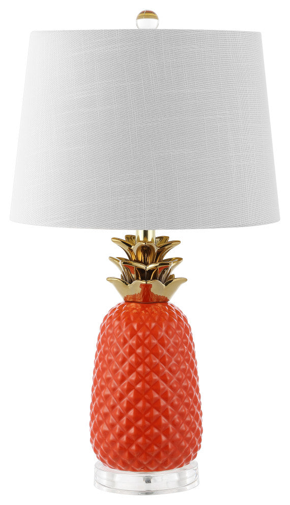 Pineapple 23'' Classic Vintage Ceramic LED Table Lamp, Orange