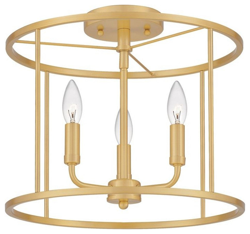 Abner 3-Light Semi-Flush Mount, Matte Black