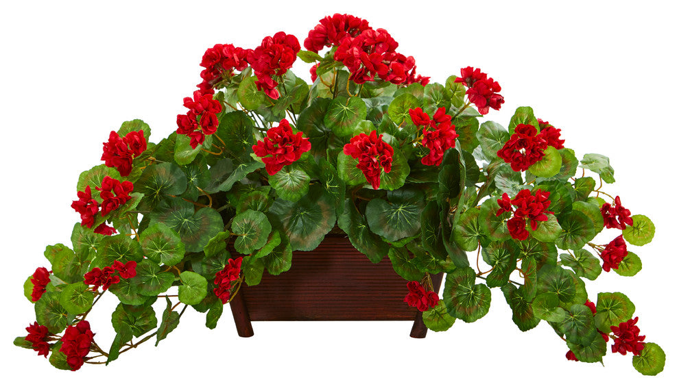 Nearly Natural Geranium Artificial Plant in Decorative Planter