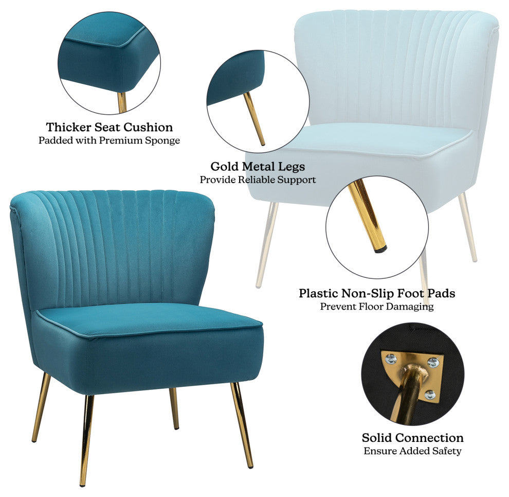 Velvet Accent Dining Chair, Blue