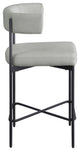 Rivage Durable Linen Textured Fabric Stool (Set of 2), Grey, Matte Black