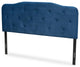 Gregory Navy Blue Velvet Fabric Upholstered King Size Headboard