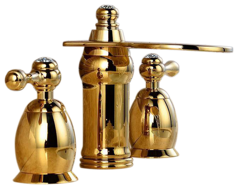 BathSelect Beautiful Deck Mount Faucet Gold Dual Handle