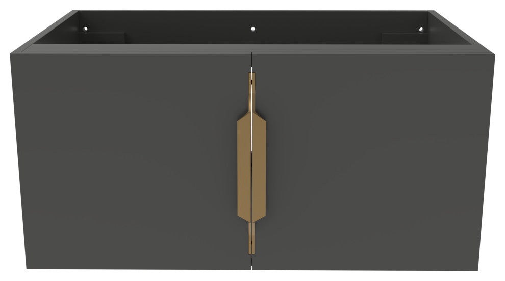 CastelloUSA Alpine 30" Wall Mounted Vanity, Base Only, Black, Gold Handles