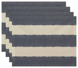 18"x14" Twisted Stripe, Stripe Print Placemat, Gray, Set of 4
