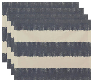 18"x14" Twisted Stripe, Stripe Print Placemat, Gray, Set of 4