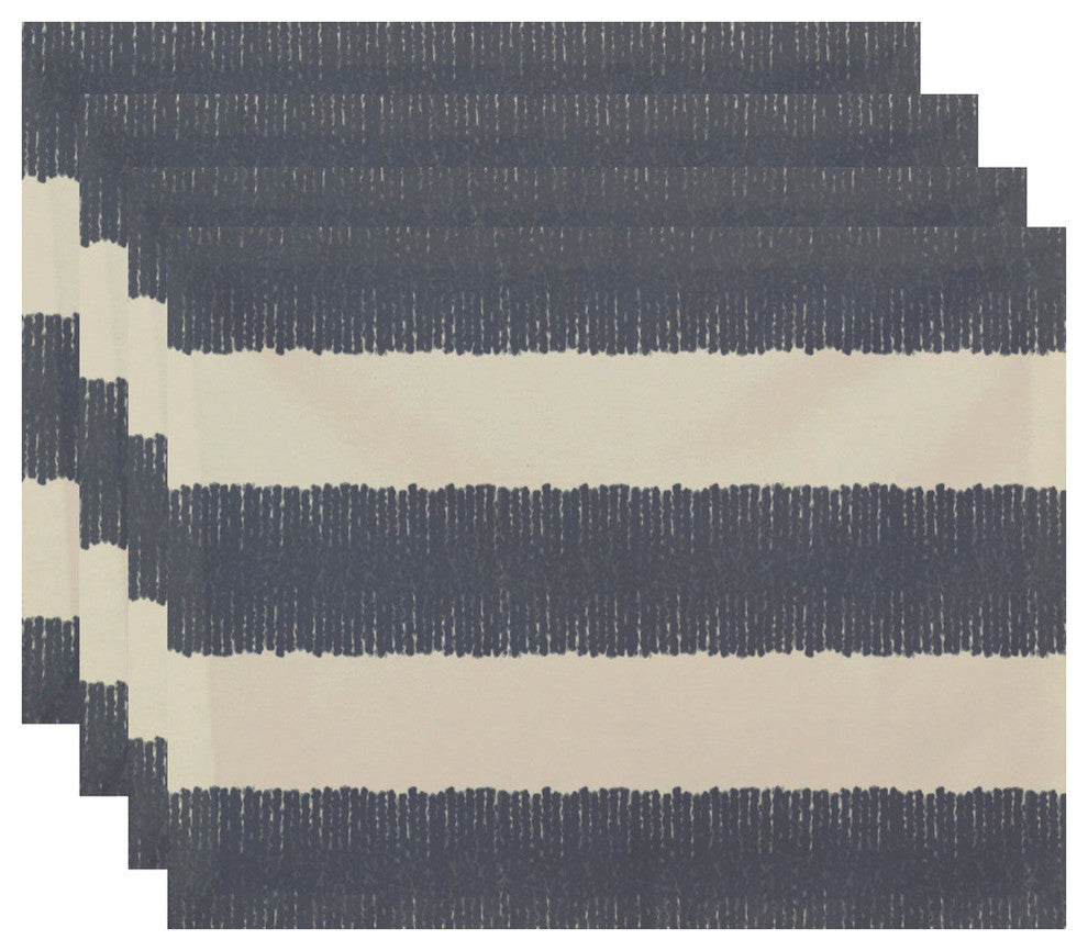 18"x14" Twisted Stripe, Stripe Print Placemat, Gray, Set of 4