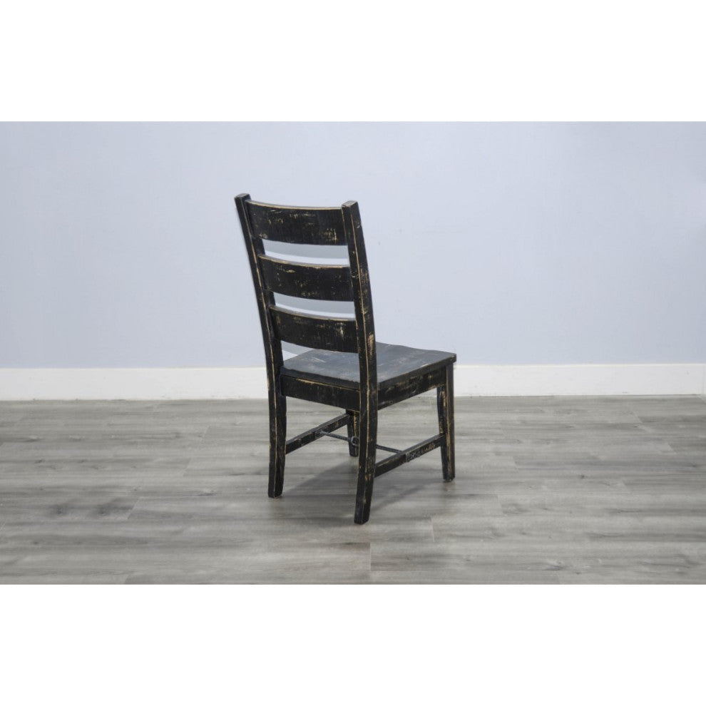 Ladderback Chair Turnbuckle Stretchers Wood Black 2PC