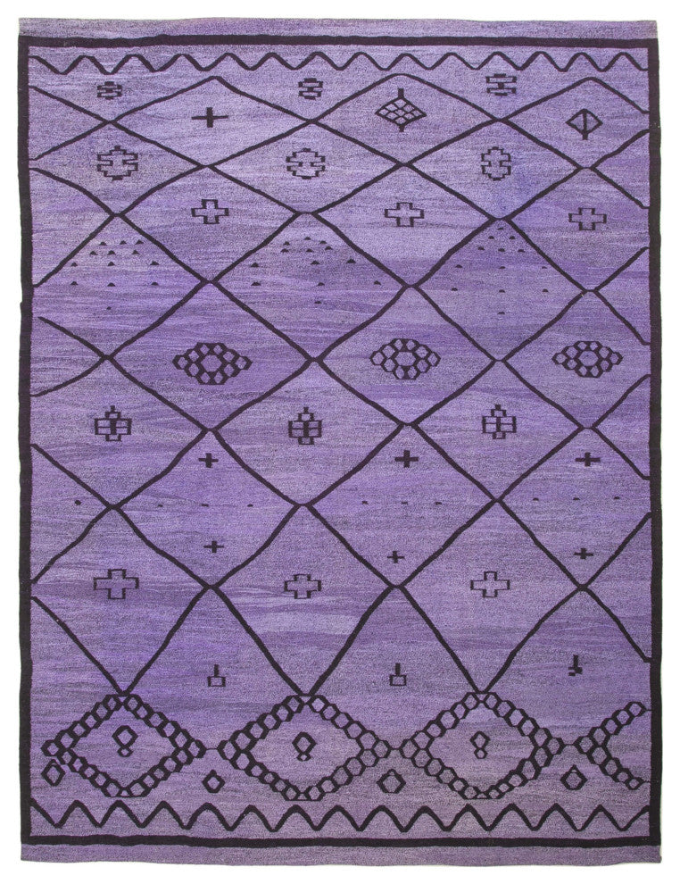 Rug N Carpet - Handmade Turkish 10' 4'' x 13' 10'' Modern Design Wool Kilim Rug