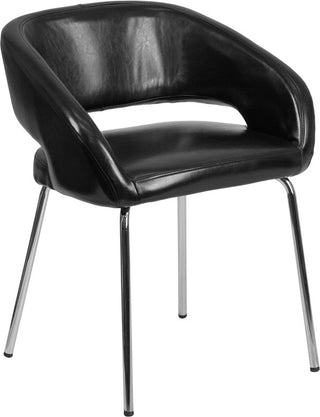 Fusion Series Contemporary Black Leather Soft Side Chair