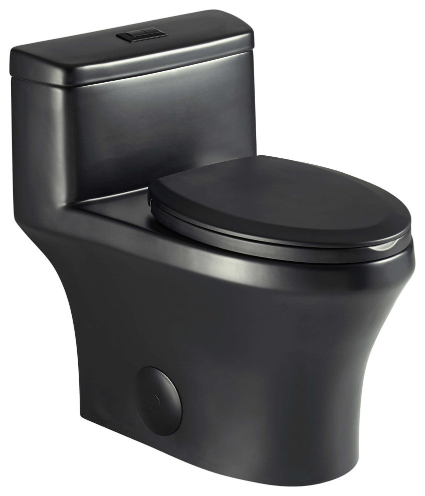 Fine Fixtures Dual-Flush Elongated One-Piece Toilet, Black Matte