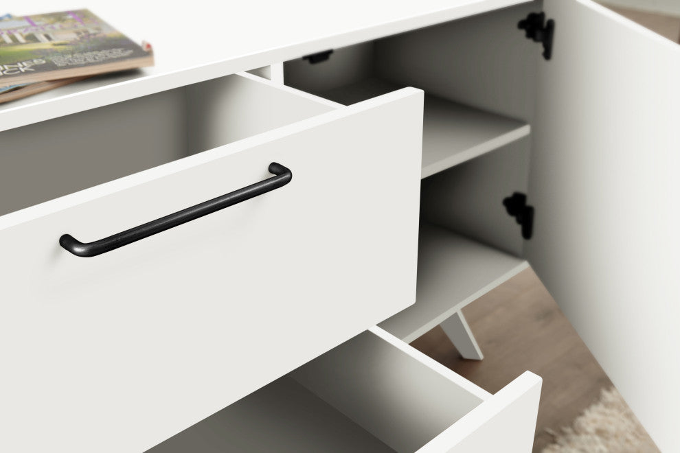 Mid-Century Modern 3-Section Sideboard, White