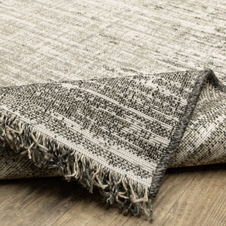 Genoa Weathered Beige/ Black Flatwoven Indoor-Outdoor Area Rug 5'3" x 7'3"