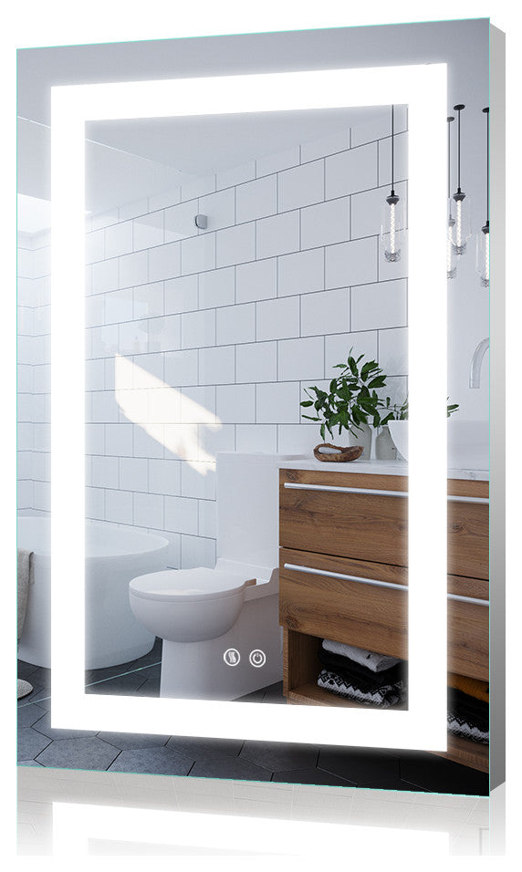 Vanity LED Lighted Backlit Wall Mounted Bathroom Mirror, 24x36", 2 Buttons