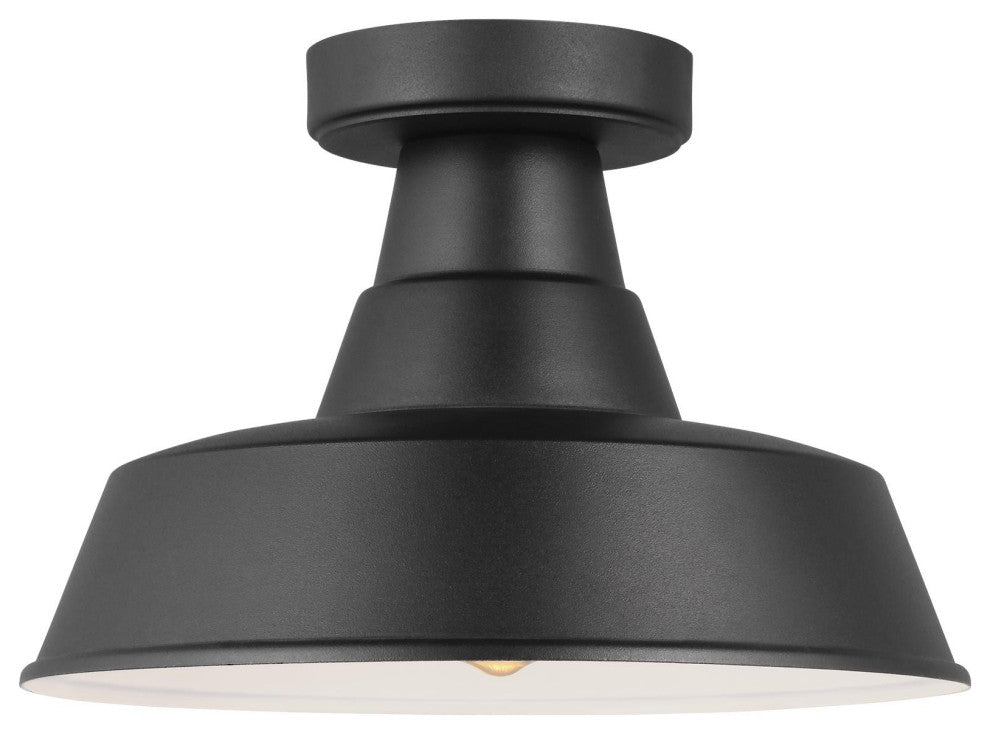 Barn Light One Light Outdoor Flush Mount, Black
