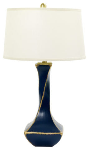 m.r. Lamp & Shade's 32" Twisted Ceramic Table Lamp, Navy Tarnished Gold