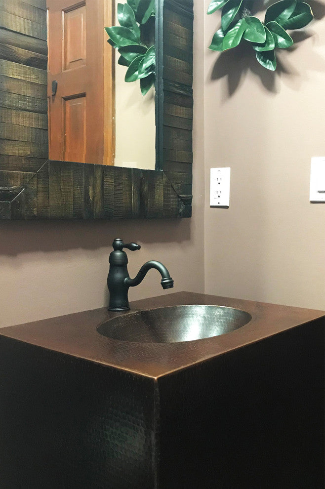 24" Hand Hammered Copper Wall Mount Vanity with Single Faucet Hole