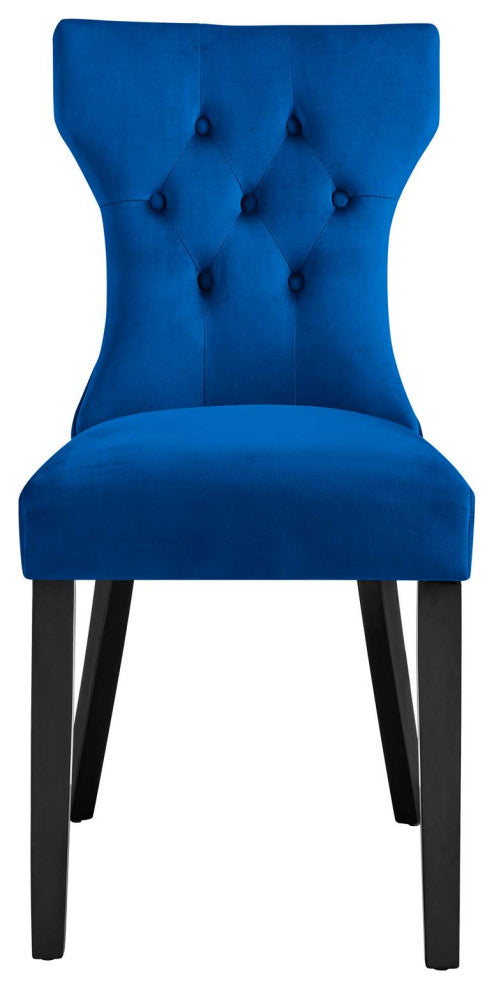 Silhouette Performance Velvet Dining Chairs, Set of 2, Navy