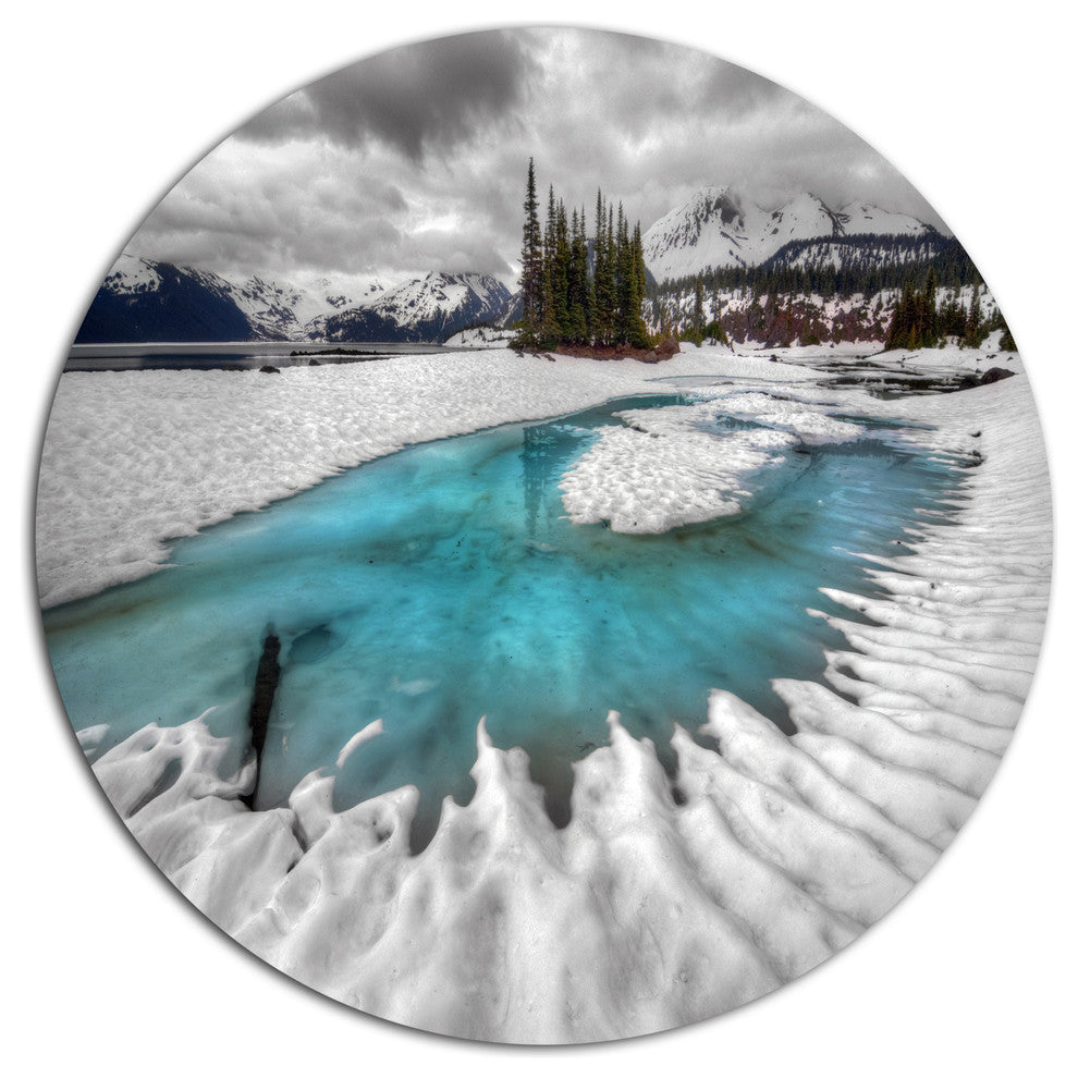Frosted Crystal Clear Lake, Landscape Art Round Wall Art, 36"