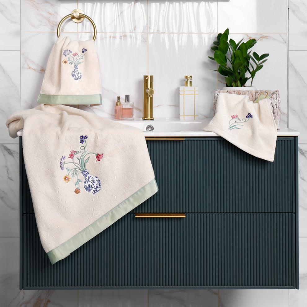 Linum Home Textiles 100% Turkish Cotton STELLA 2PC Emb Fingertip Towel Set