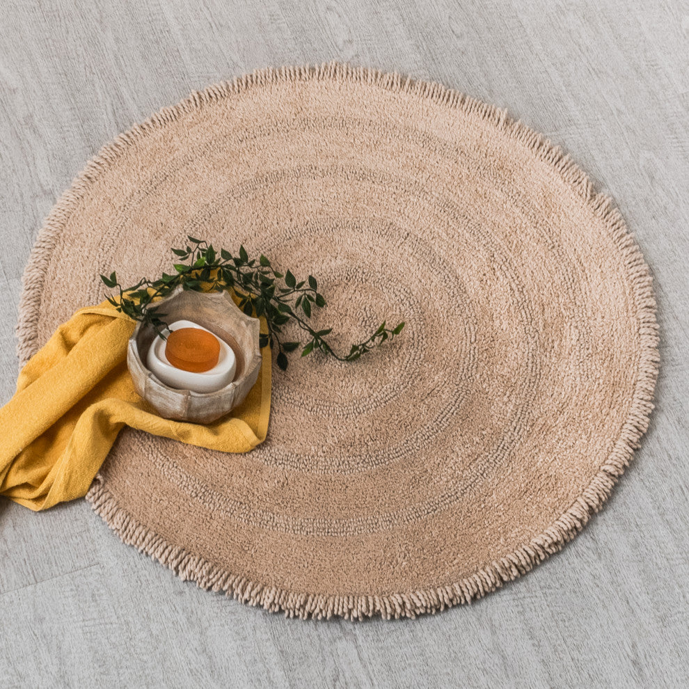 Hartley Machine Tufted Bath Mat, Beige, 36"x36"