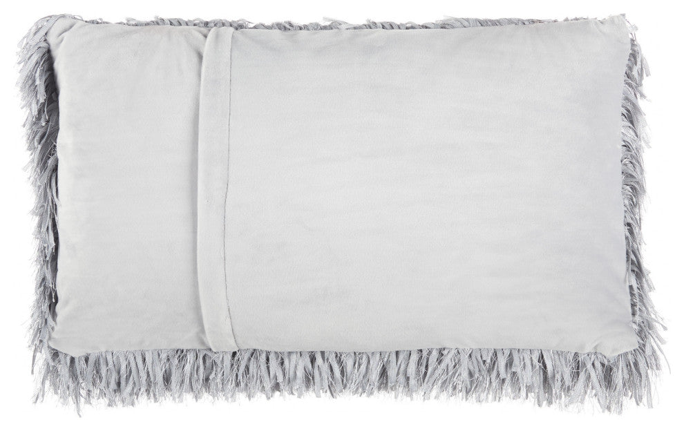 Long Gray Shag Throw Pillow