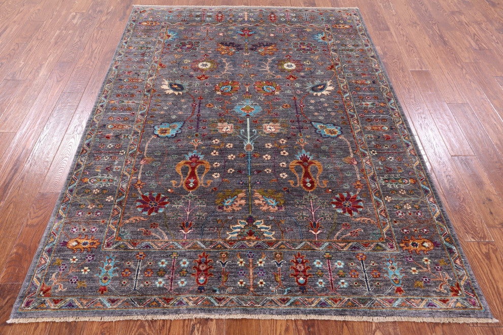 5' 10" X 7' 8" Hand-Knotted Persian Tabriz Wool Rug Q9628