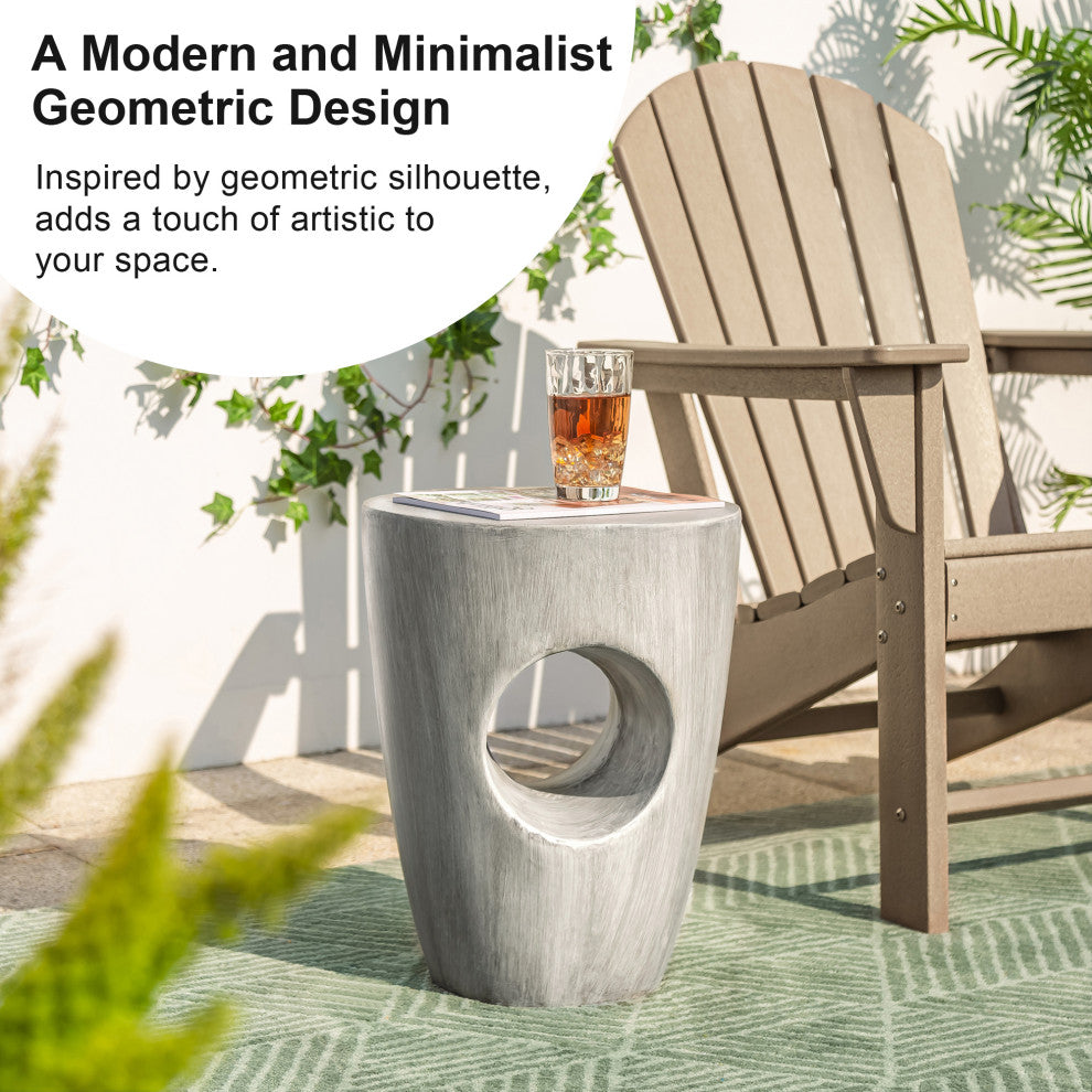 Multi-functional MGO Faux Concrete Garden Stool or Plant Stand or Accent Table