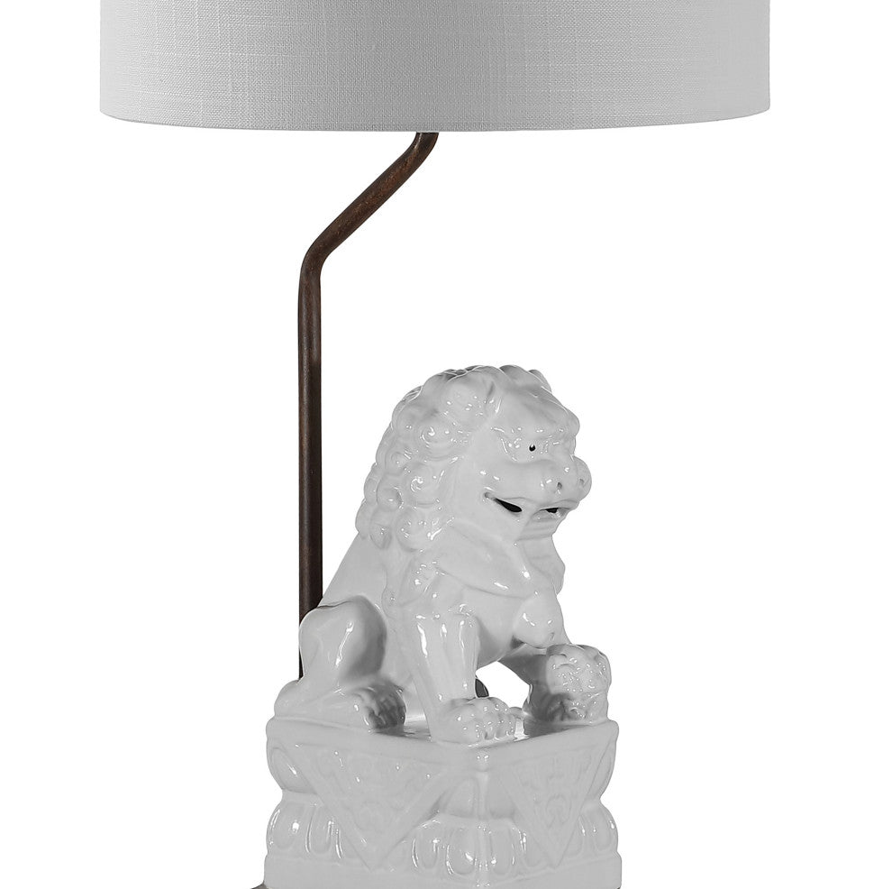 Guardian Lion 27.5" Ceramic Classic LED Table Lamp, White