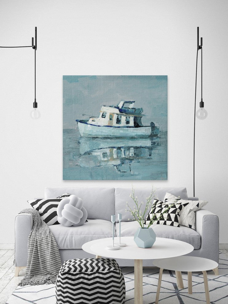 "Boat Reflection" Painting Print on Wrapped Canvas, 48"x48"
