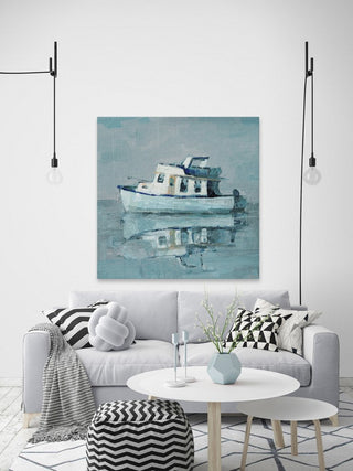 "Boat Reflection" Painting Print on Wrapped Canvas, 48"x48"