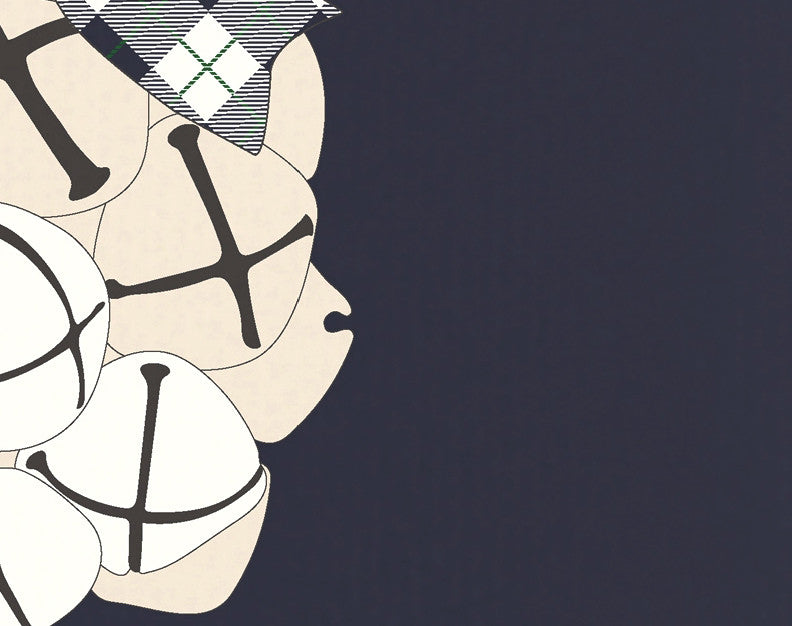 Jingle Bells Decorative Holiday Geometric Print Hand Towel, Navy Blue